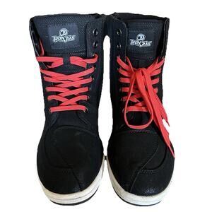 IRON JIAS Motorcycle Riding Shoes M 10 - 10.5 W 11.5 - 12 Black w/ Red Laces